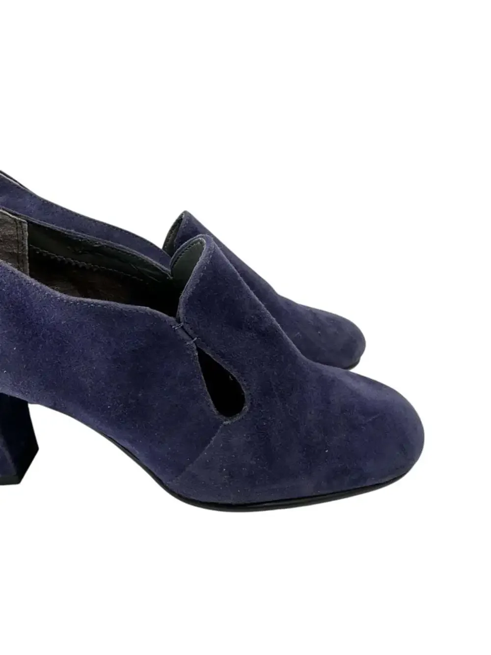 Aerosoles Navy Suede Shooties Cutout Back Zip Block Heel Comfort Womens 6.5
